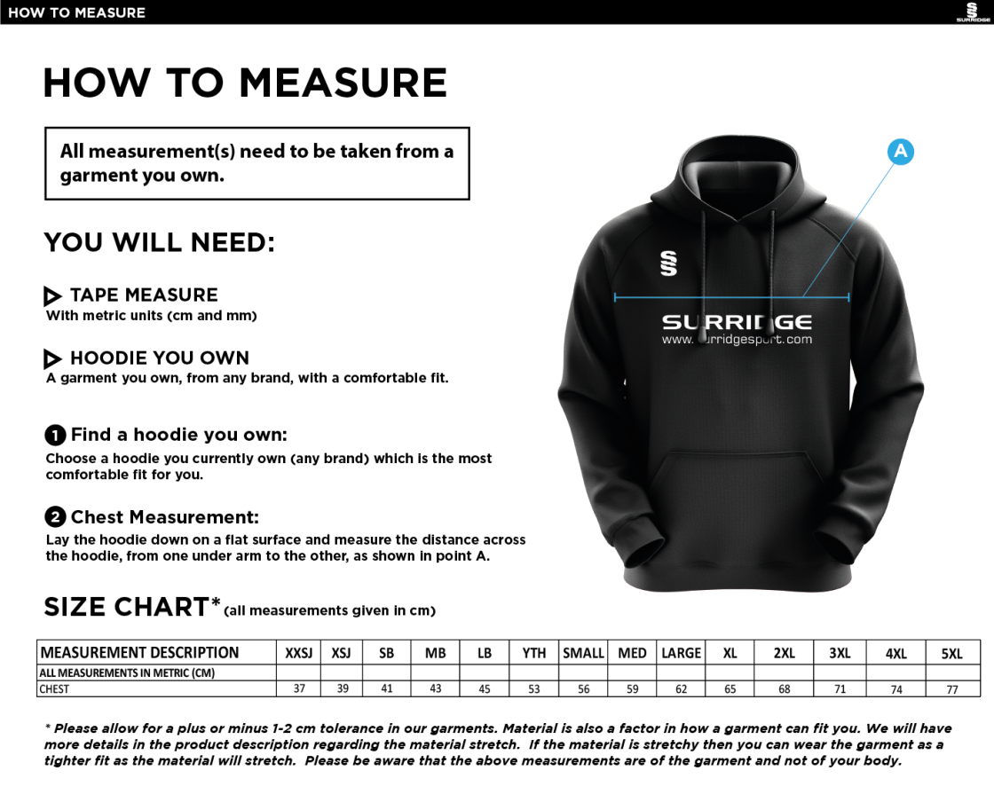 Barton Court Grammar School - GCSE Sport Science -  Fuse Hoody - Size Guide